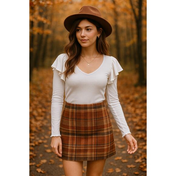 NWT We The Free Ribbed Blouse White Long Sleeve Ruffle XS Boho Cottagecore Fall - Picture 1 of 8